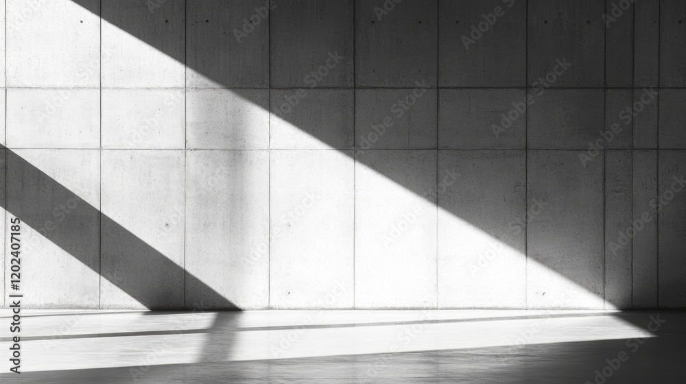 Fototapeta premium Abstract Gray Concrete Wall with Dramatic Light and Shadow Play