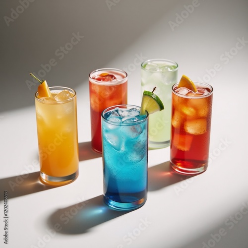 Various cocktail and drink isolations against white background photo