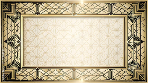 1920s Inspired Golden Frame with Geometric Elements