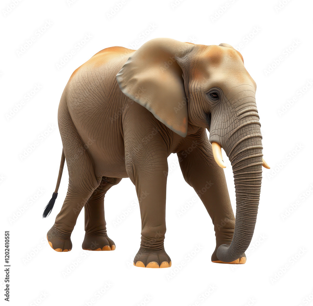 Fototapeta premium Realistic Elephant Illustration on Transparent Background for Design Projects and Overlays