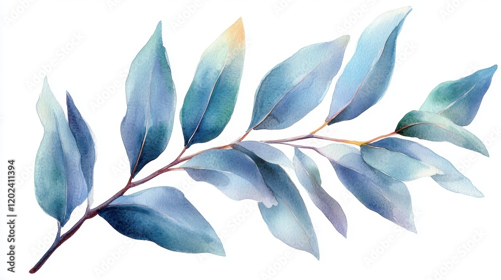 Obraz premium Delicate Watercolor Leaf Illustration on White Background