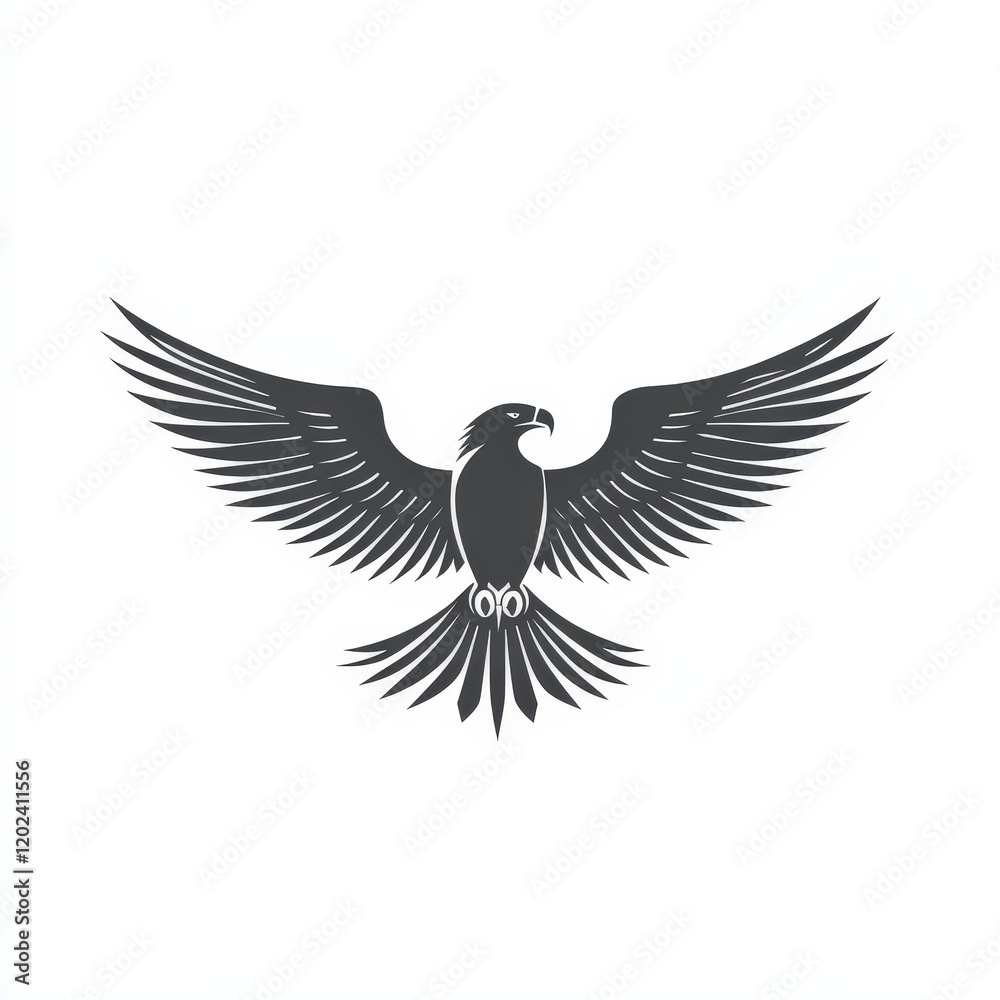 Fototapeta premium Majestic Black Eagle Icon with Spread Wings