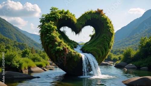 A greenheart globe featuring lush landscapes and rivers symbolizing the natural worlds commitment to sustainability and combating climate change Environmental Nature-inspired Wallpaper photo