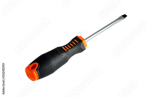 Ergonomic Flathead Screwdriver with Non-Slip Orange Handle