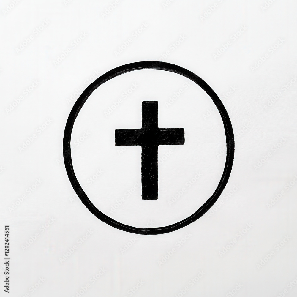 Obraz premium Minimalist Black Cross Inside a Circle