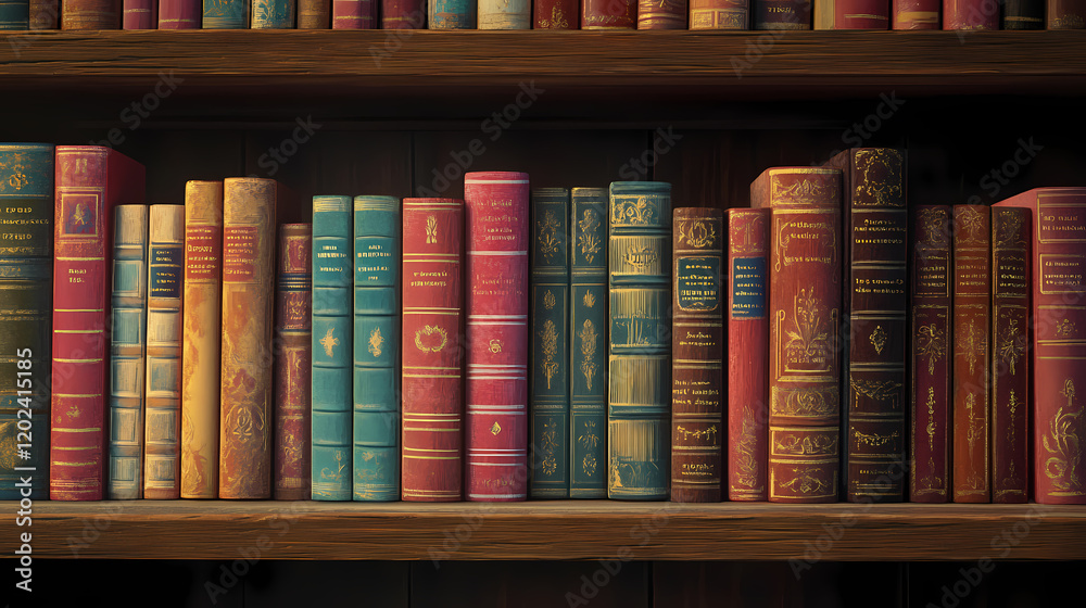 Naklejka premium library filled shelf