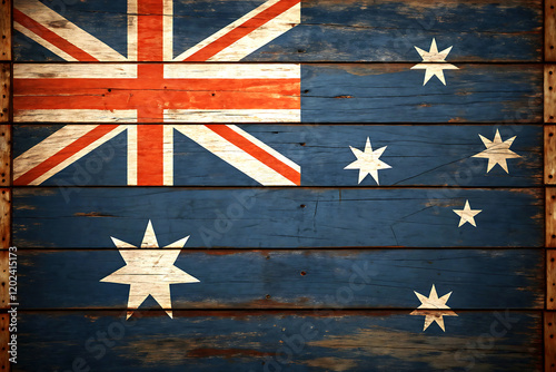 Wooden tag with painted Australian flag design