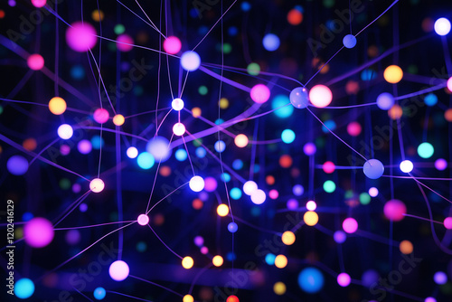 Global Network: Abstract IoT Visualization of Connected Devices and Data Flow ui ux nodes lines     