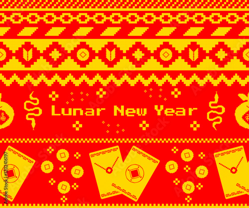 Year of the Snake Pixel Art: A festive pixelated design celebrating the Chinese zodiac.