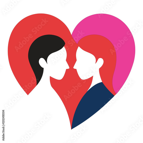 valentine's day romantic couple in love shape vector art illustration