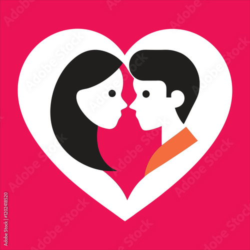 valentine's day romantic couple in love shape vector art illustration