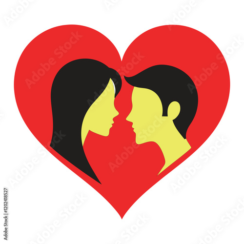 valentine's day romantic couple in love shape vector art illustration