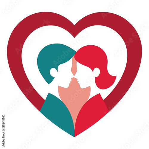 valentine's day romantic couple in love shape vector art illustration