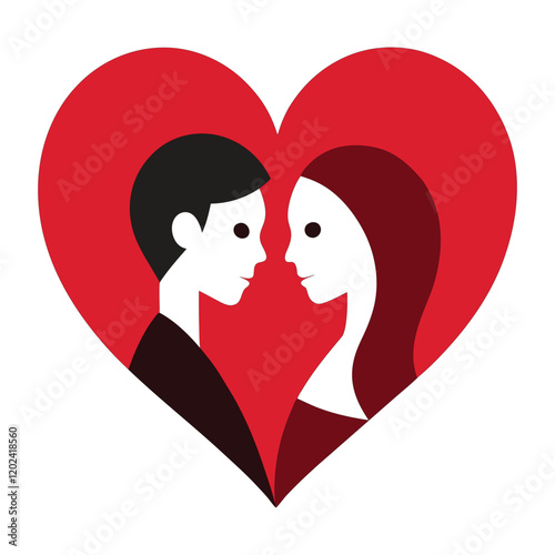 valentine's day romantic couple in love shape vector art illustration