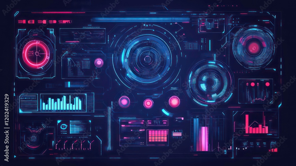 Abstract style on a blue background. display in futuristic cyberpunk style. Abstract style on a blue background. display in futuristic cyberpunk style.