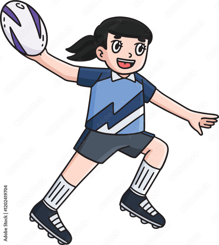 Female Rugby Player Passing Ball Cartoon Clipart Female Rugby Player Passing Ball Cartoon Clipart