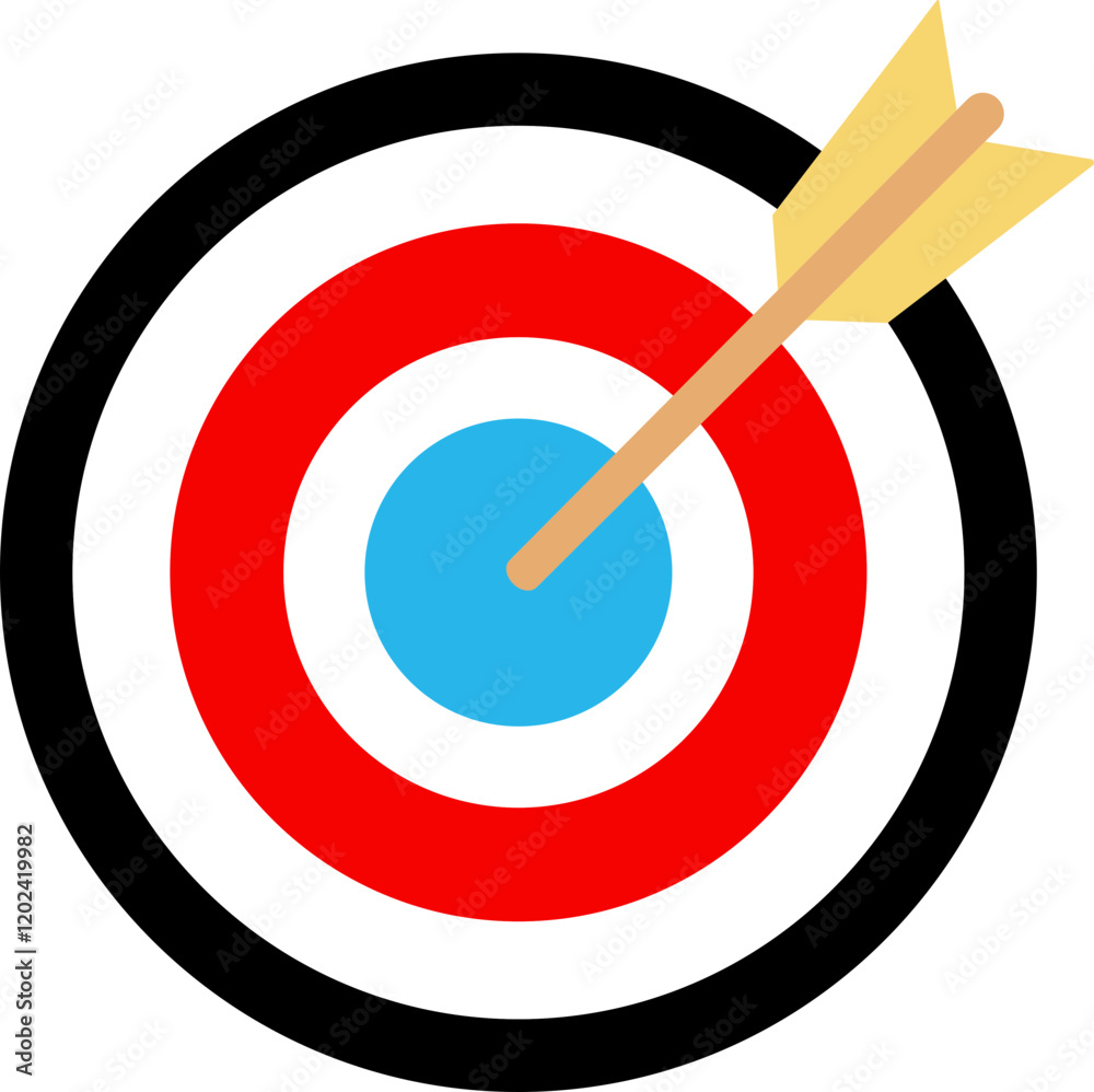Archery target icon. Archery target with arrow. Target Sports Glyph symbol isolated on transparent background. Target goal sign. Arrow hitting the center of target - success business concepts. Archery target icon. Archery target with arrow. Target Sports Glyph symbol isolated on transparent background. Target goal sign. Arrow hitting the center of target - success business concepts.