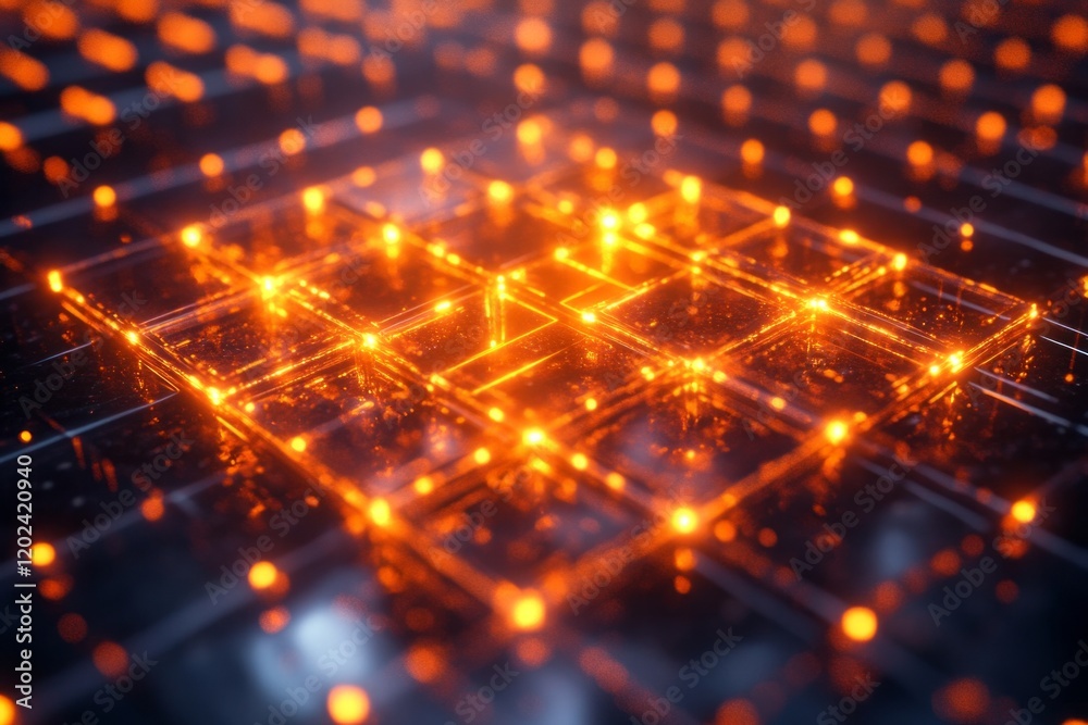 Obraz premium Illuminated Grid Network Digital Abstract Design