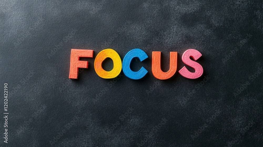 Colorful Focus Text on Dark Background Colorful Focus Text on Dark Background