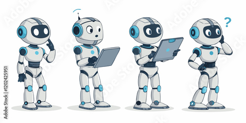 set of ai robot isolated on transparent background
