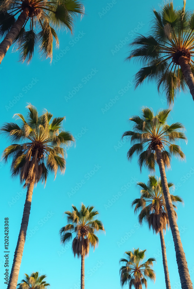 Obraz premium A Blue Sky With Palm Trees