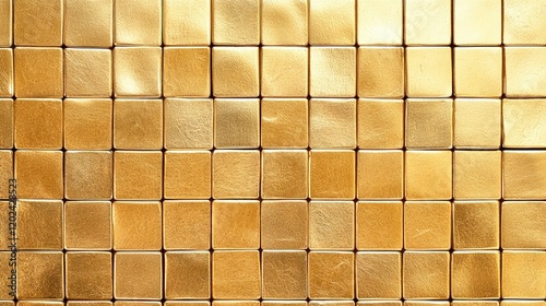 Gold background with golden blocks. Golden texture background with golden cubes. Background design with a shiny metallic gold effect.