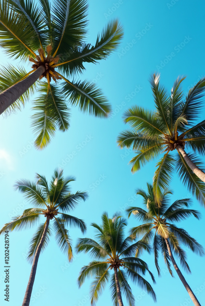 A Blue Sky With Palm Trees A Blue Sky With Palm Trees