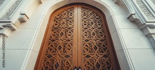 Intricate Wooden Doorway: Architectural Marvel photo