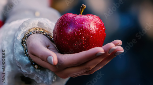 Enchanted apple from grimms fairy tales captured in magical close-up imagery