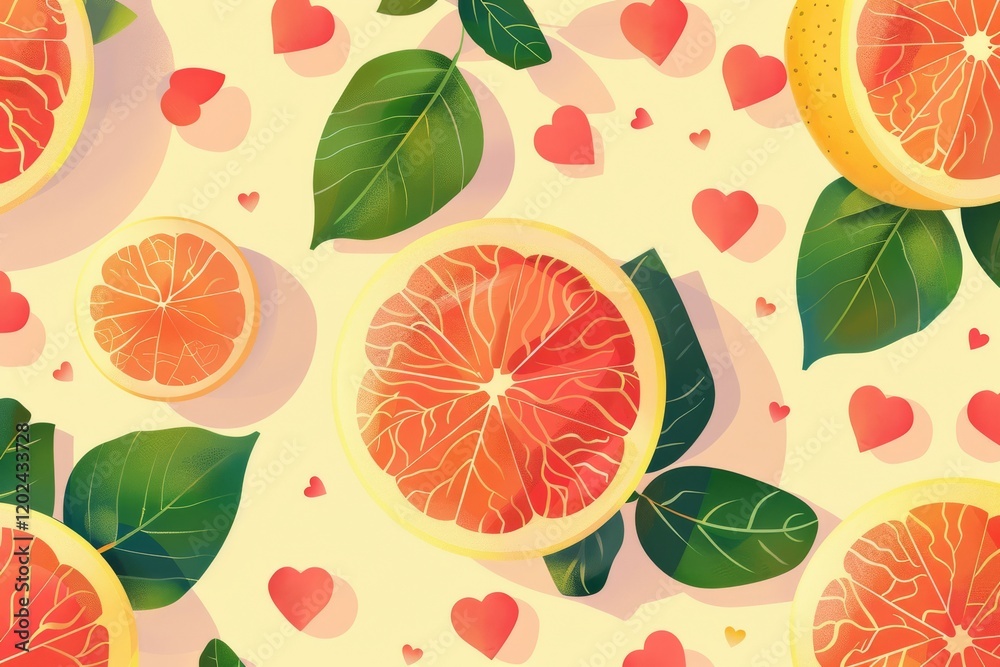 Citrus and hearts summer design
