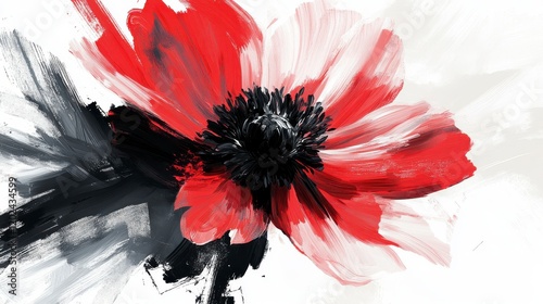 brushstroke of an anemone flower with intricate design
