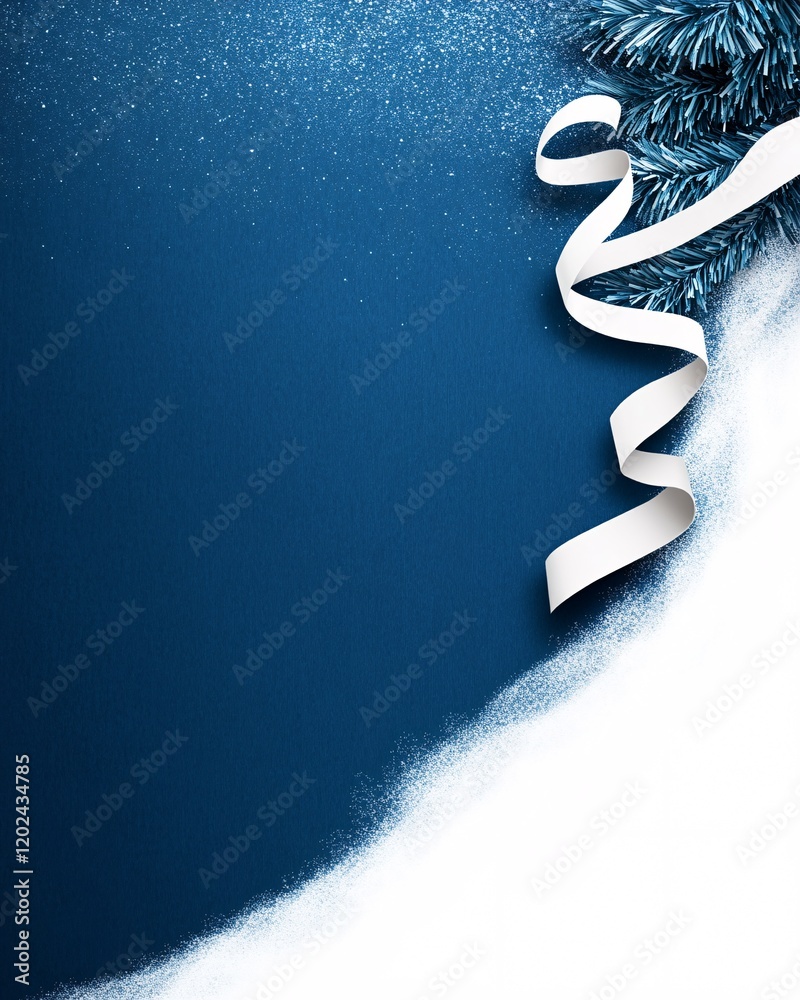 Winter-themed abstract background with decorative ribbon Winter-themed abstract background with decorative ribbon