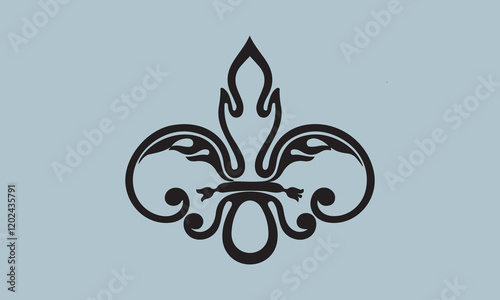  Heraldic symbol fleur de lis art vector illustration Hand drawn lettering phrase, Calligraphy t shirt design, Isolated on white background, Files for Cutting Cricut and Silhouette, EPS 10