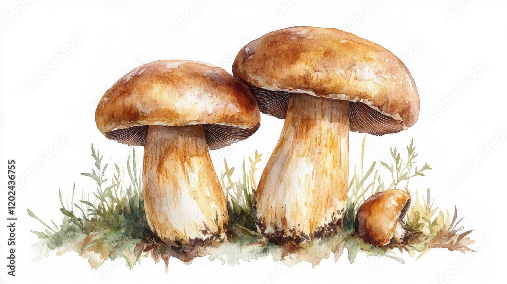 Three Boletus Edulis mushrooms isolated on white background Three Boletus Edulis mushrooms isolated on white background