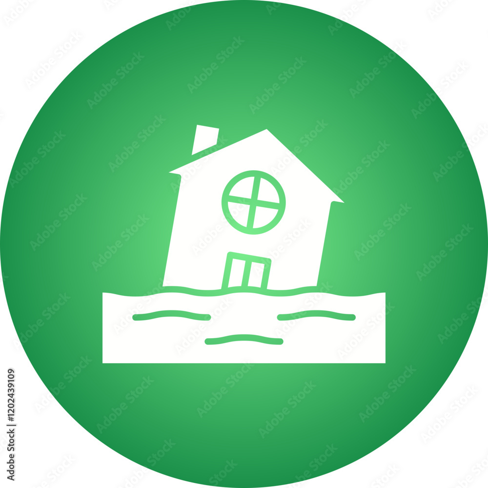 House in Flood icon single vector illustration House in Flood icon single vector illustration