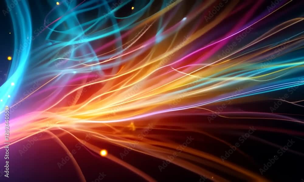 Futuristic colorful electric cables lines and led ight effect background for digital technology Trendy wallpaper spectrum
