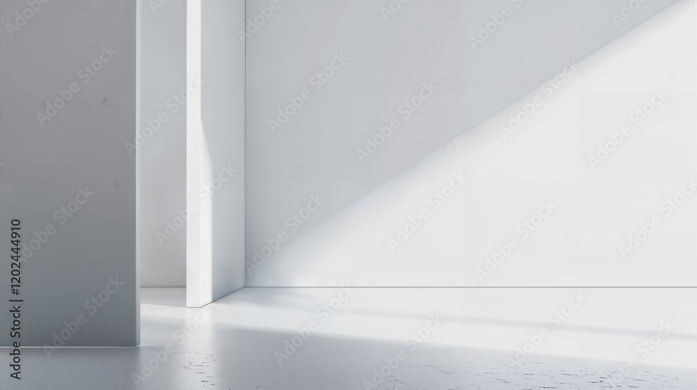 Sunlight streaming through minimalist architecture highlights a serene interior space with subtle shadows and clean lines Sunlight streaming through minimalist architecture highlights a serene interior space with subtle shadows and clean lines