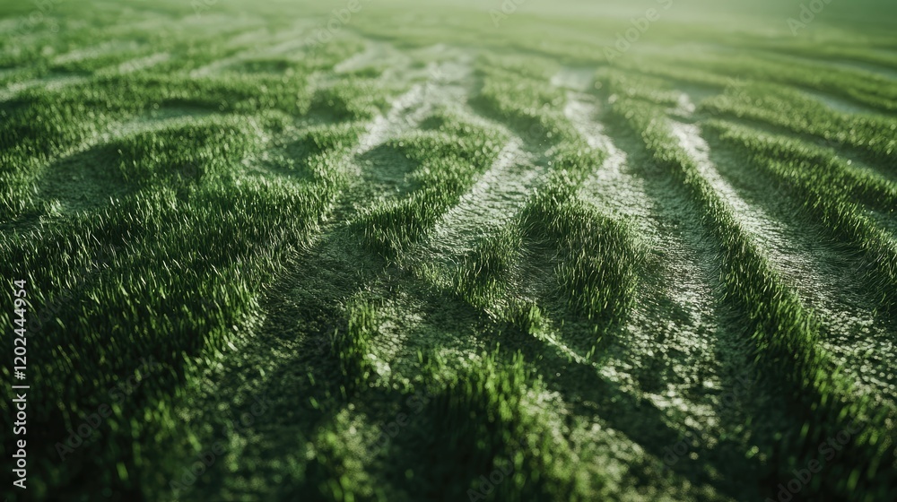Close up of grass and marks on football or soccer field 2018 Close up of grass and marks on football or soccer field 2018