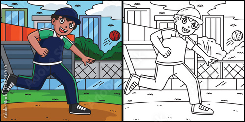 Cricket Fielder Throwing Ball Back Illustration