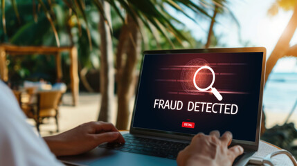 Cyber security software show alert of cyber attack for protection brisk. Danger from virus, phishing and cyber fraud.