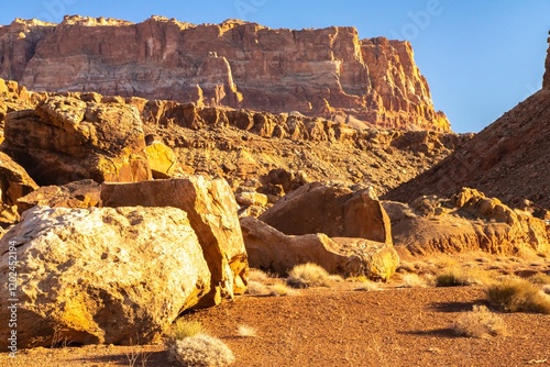USA, Arizona, Vermillion Cliffs National Monument. Cliff in arid landscape.