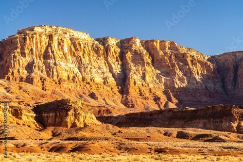 USA, Arizona, Vermillion Cliffs National Monument. Cliff in arid landscape.