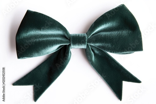 Elegant green satin bow with glossy finish, perfect for decorati photo