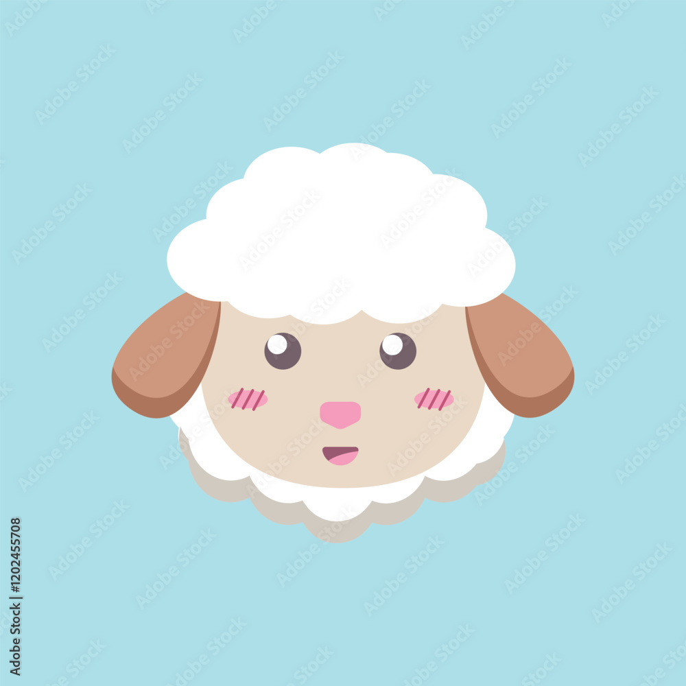 A cute vector illustration of a sheep head cartoon A cute vector illustration of a sheep head cartoon