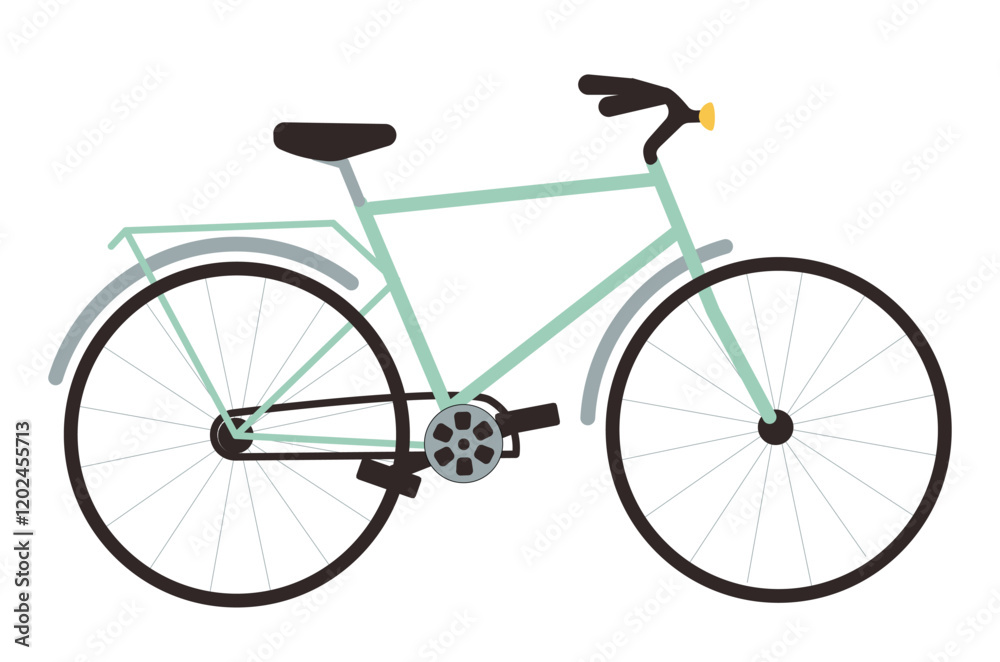 Fototapeta premium Bicycle side view. Bike with classic frame, retro design, modern vintage style. Eco transport with wheels, pedals.