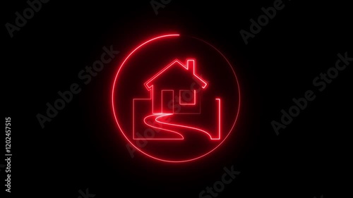 Wallpaper Mural Home icon animation neon on black background Neon line Cool linear animated home icon. on black background Torontodigital.ca