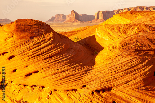 USA, Arizona, Monument Valley Navajo Tribal Park. Mystery Valley rock formati...