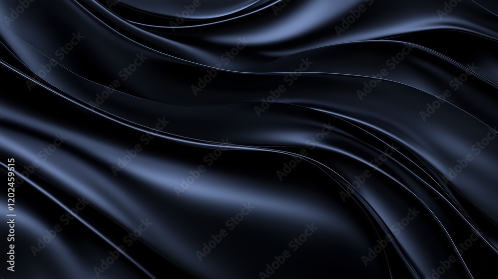 Fototapeta premium Streamlined metallic data lines moving rapidly, glowing softly against a dark navy and silver backdrop, evoking a sophisticated tech feel.