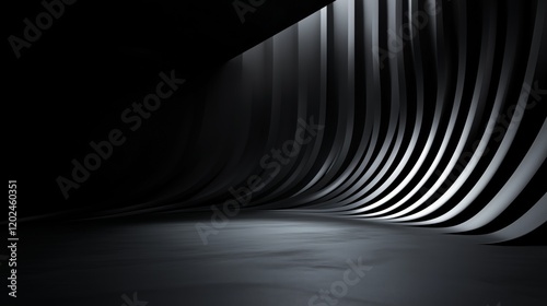 Radiant light beams in silver and neon blue, moving fluidly with a touch of luxury, set against a minimalist dark backdrop.