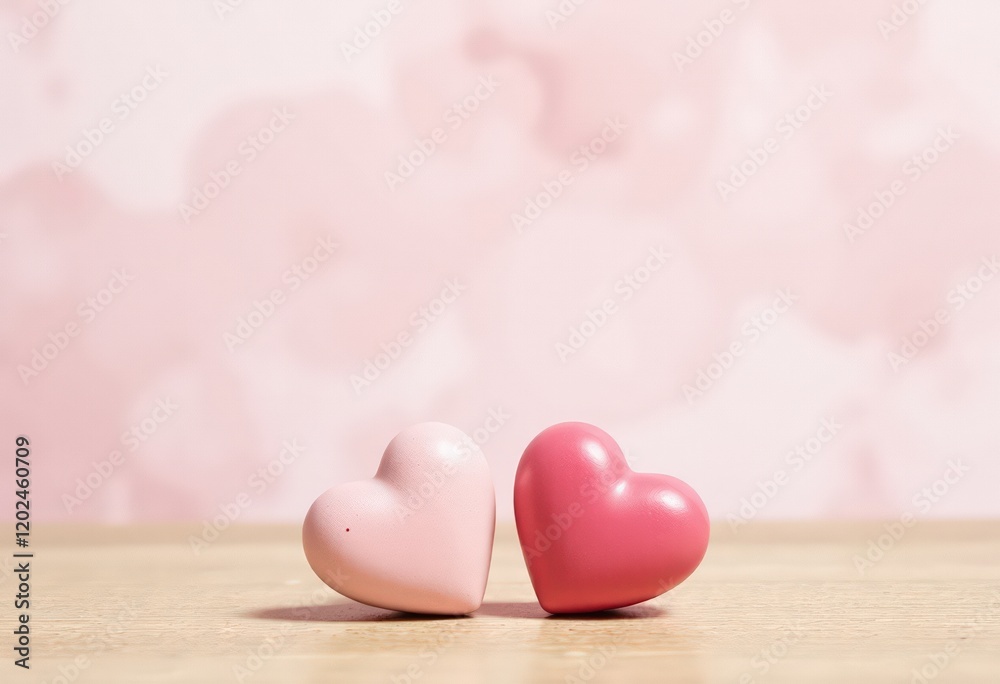 Fototapeta premium pink hearts on table